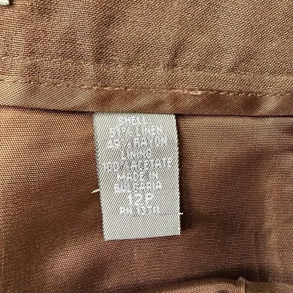 Kate Hill Chocolate Brown Linen Straight Leg Ankle Trouser Pants Sz 12P Mature - Picture 5 of 10